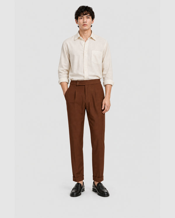 Vittori High Waist Cropped Pants Brown