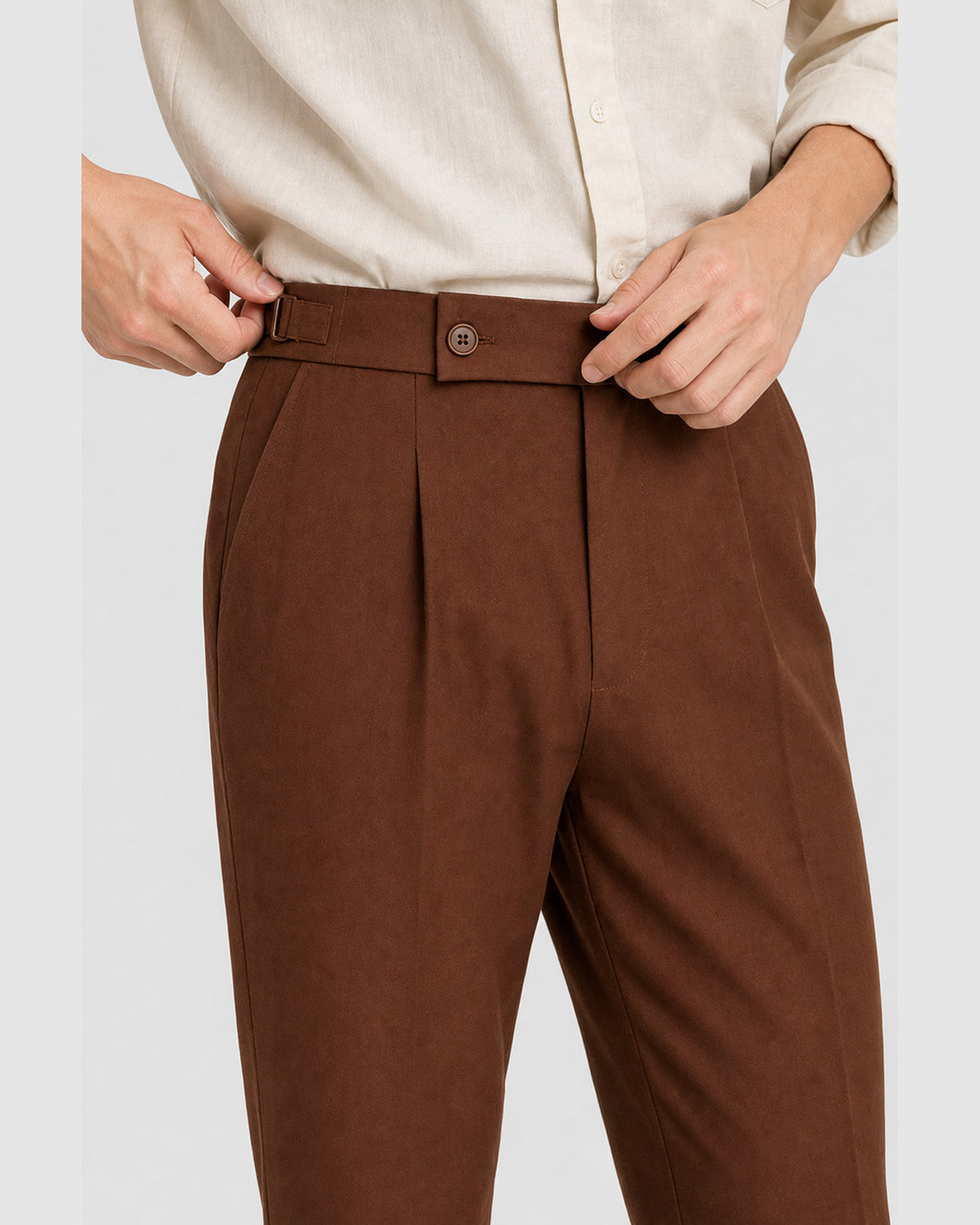 Vittori High Waist Cropped Pants Brown
