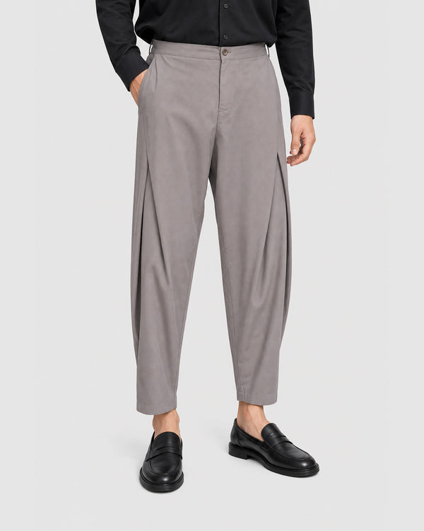 Tian Cross Pleated Pants Grey