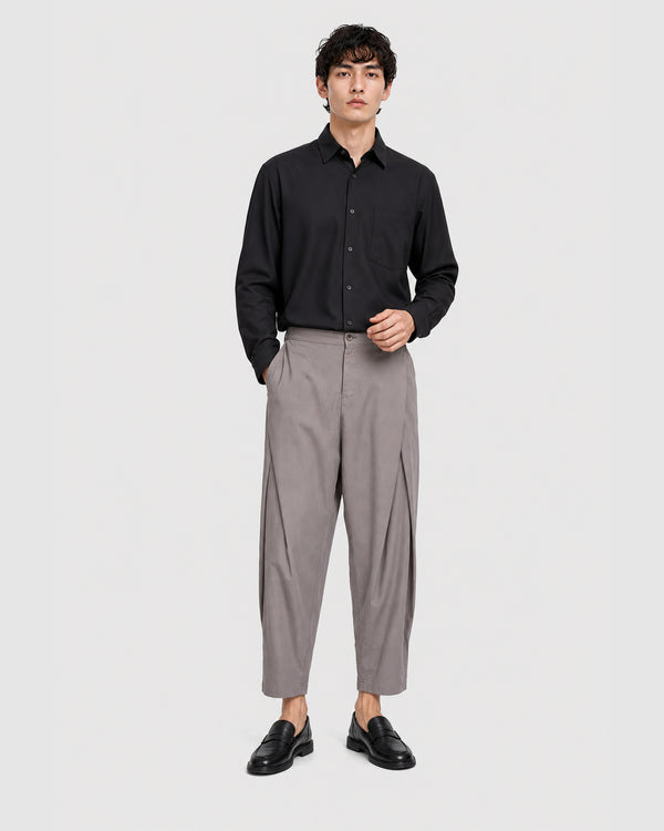 Tian Cross Pleated Pants Grey