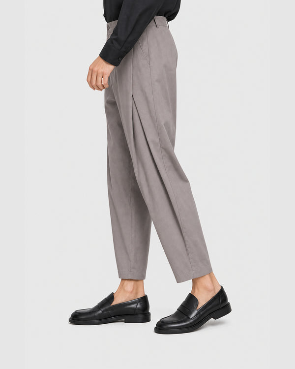 Tian Cross Pleated Pants Grey