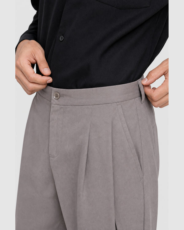Tian Cross Pleated Pants Grey