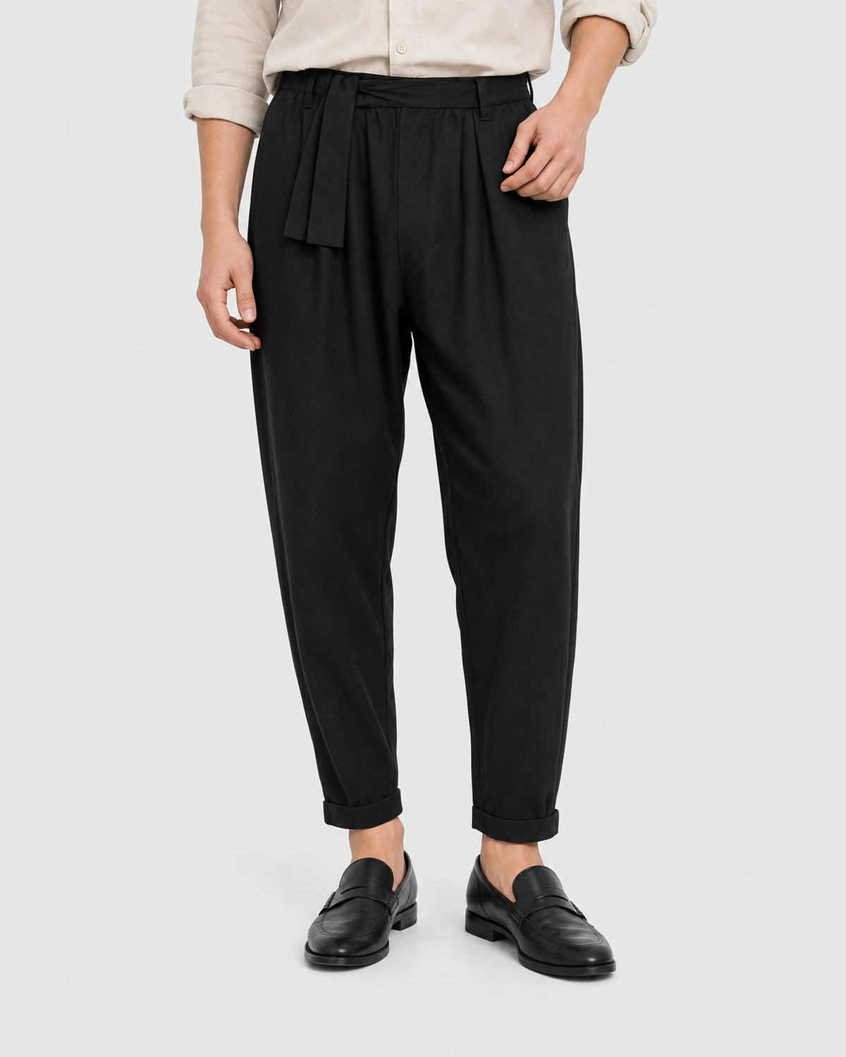 Homage Belted Tie Joggers Black