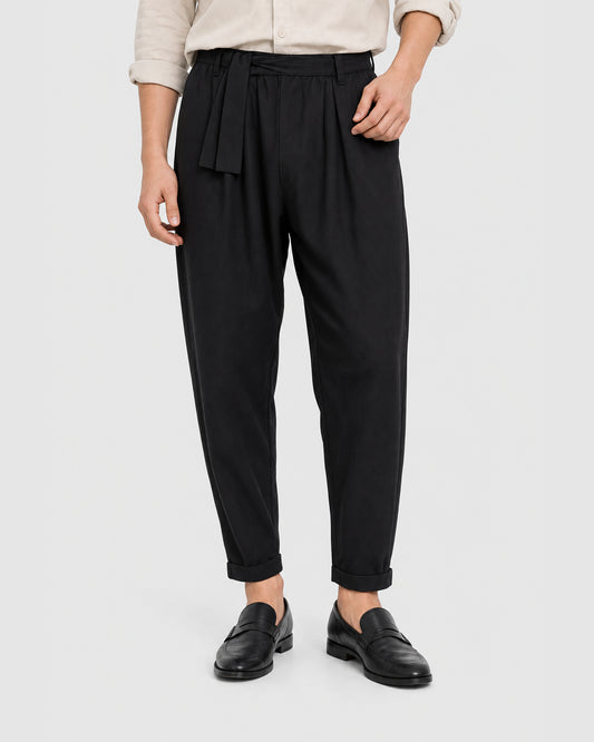 Homage Belted Tie Joggers Black
