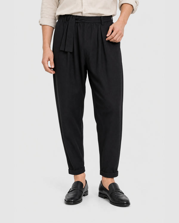 Homage Belted Tie Joggers Black
