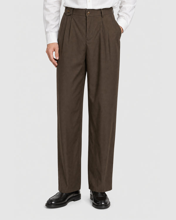 Bryden Pleated Loose Pants Brown