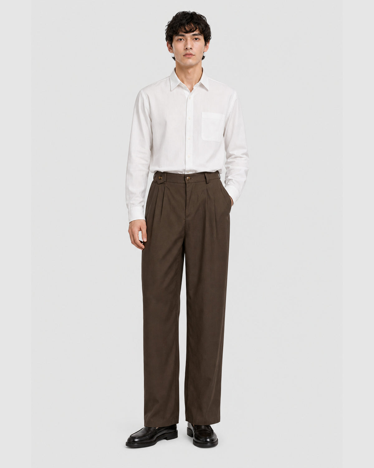 Bryden Pleated Loose Pants Brown