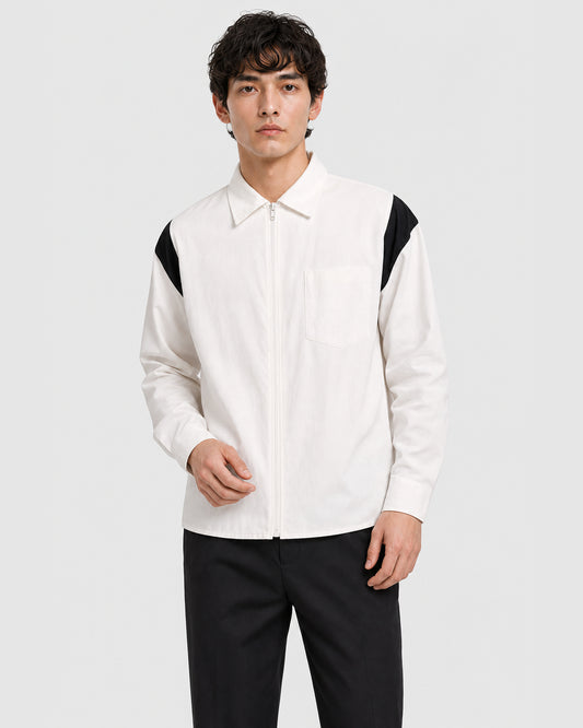 Upload Oversized Zip Shirt white