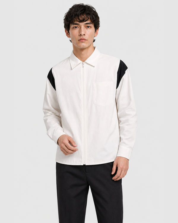 Upload Oversized Zip Shirt white