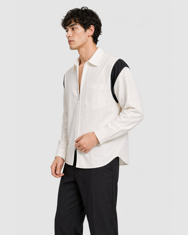 Upload Oversized Zip Shirt white