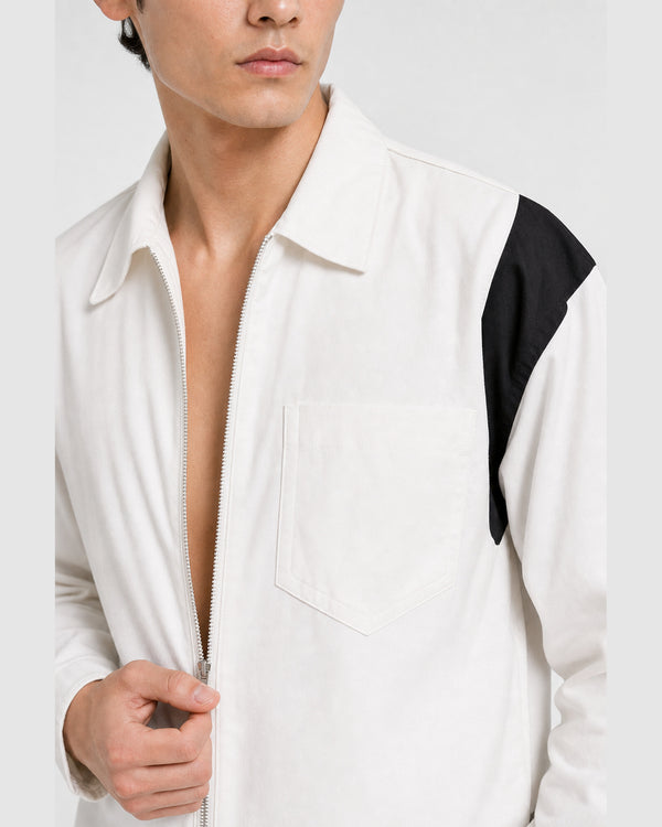 Upload Oversized Zip Shirt white