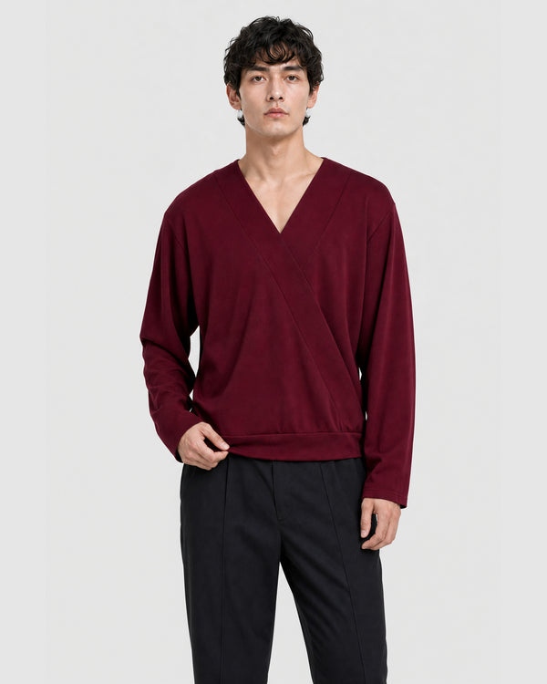 Harvey Crossover V-neck Top Red