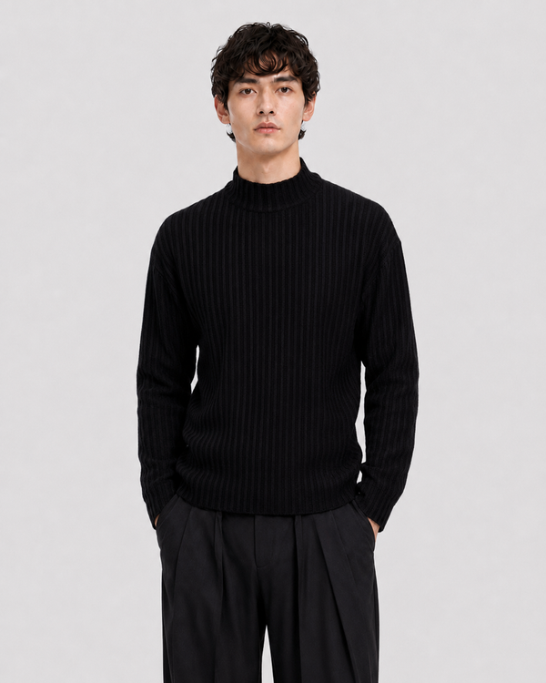 Stafford Mock Neck Pullover Black