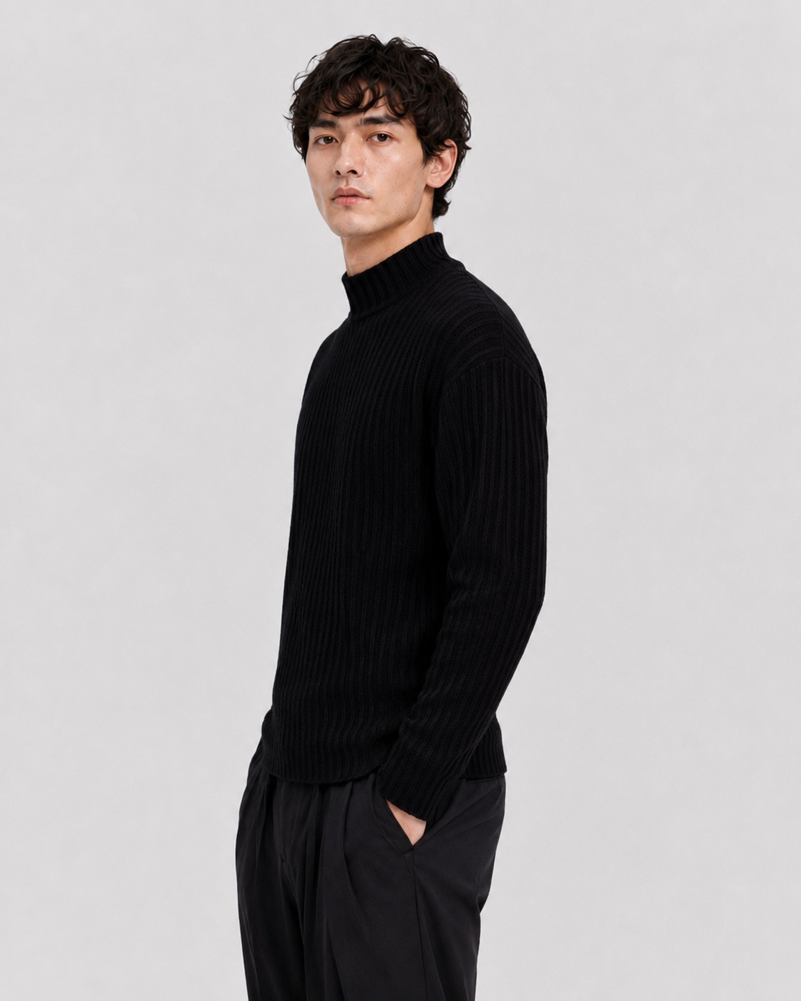 Stafford Mock Neck Pullover Black