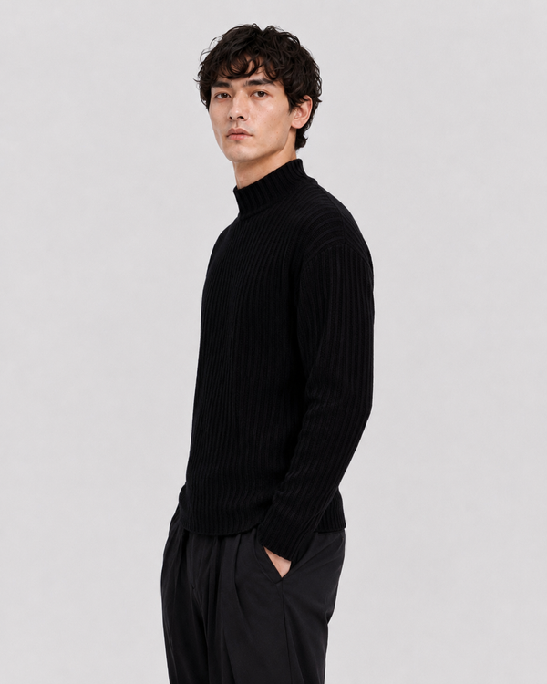 Stafford Mock Neck Pullover Black