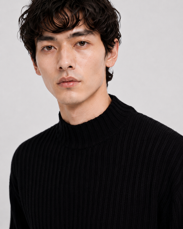 Stafford Mock Neck Pullover Black