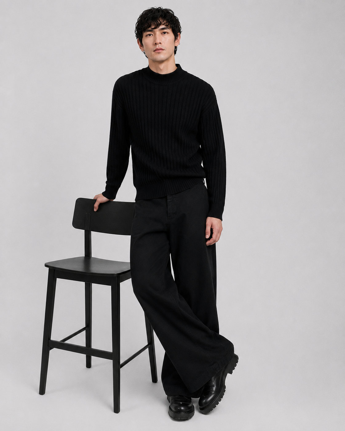 Stafford Mock Neck Pullover Black
