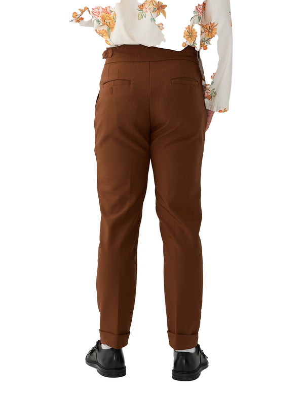 Vittori High Waist Cropped Pants Brown