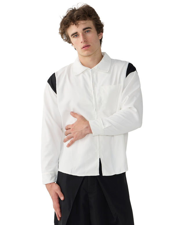 Upload Oversized Zip Shirt white