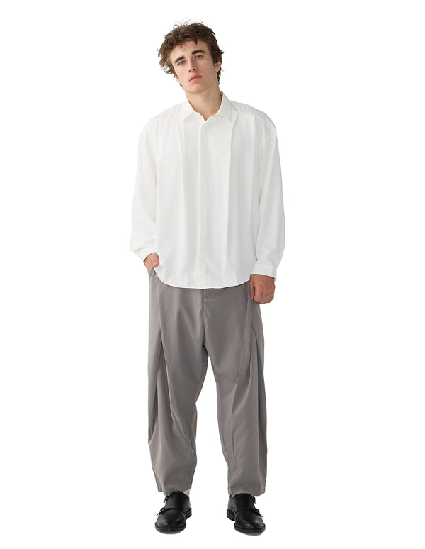 Tian Cross Pleated Pants Grey