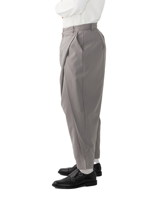 Tian Cross Pleated Pants Grey