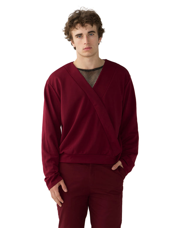 Harvey Crossover V-neck Top Red