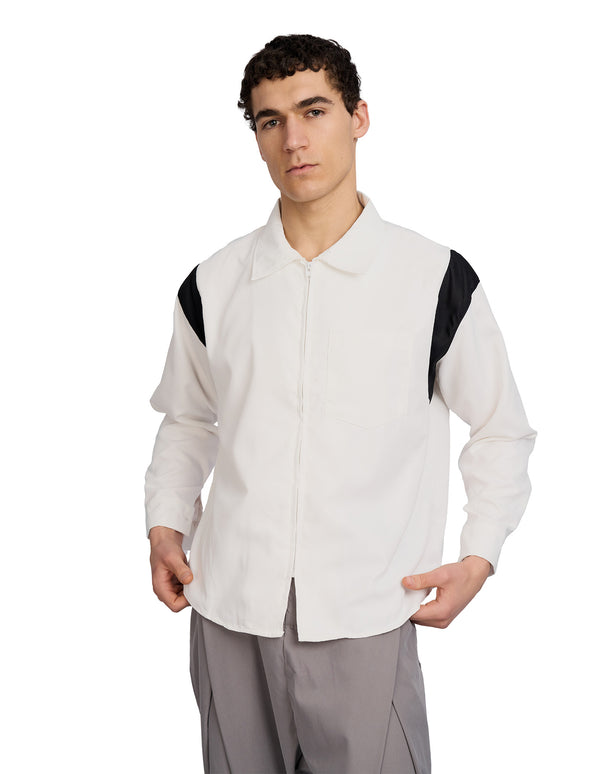 Upload Oversized Zip Shirt white