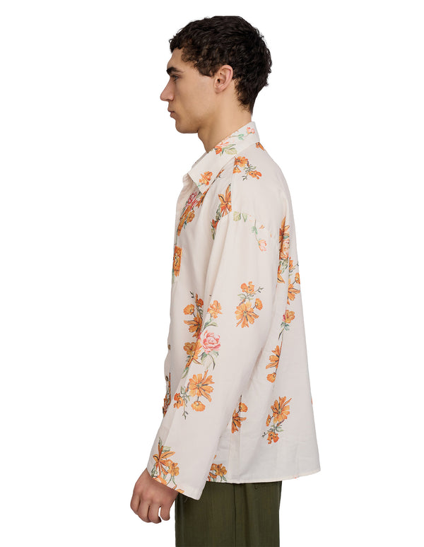 Aura Floral Open Sleeve Shirt Beige