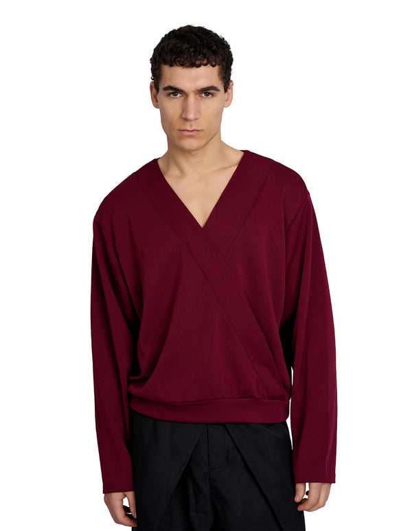 Harvey Crossover V-neck Top Red
