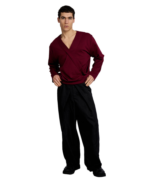 Harvey Crossover V-neck Top Red
