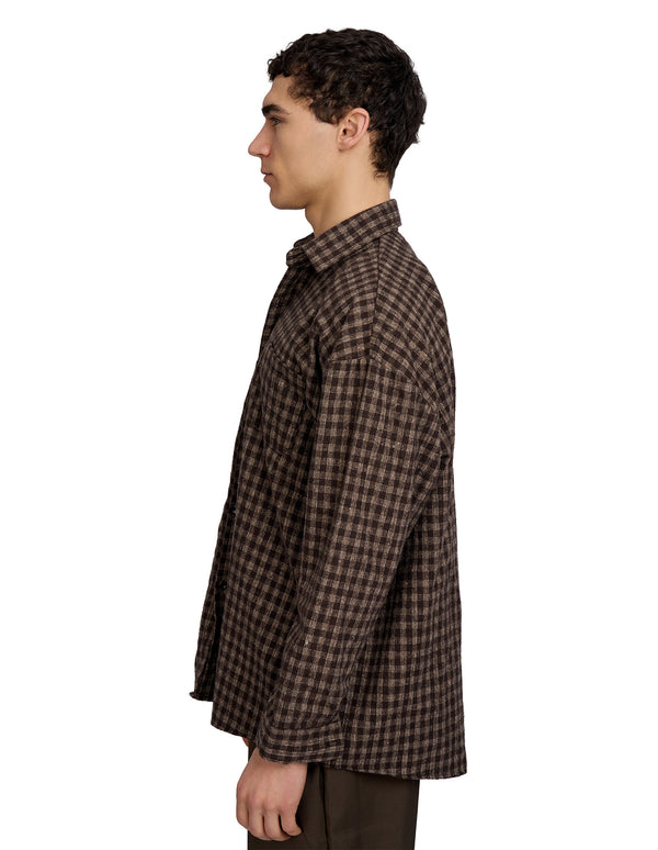 Hepburn Plaid Loose Shirt Brown