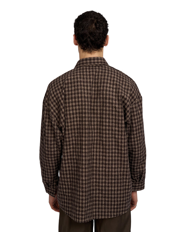 Hepburn Plaid Loose Shirt Brown