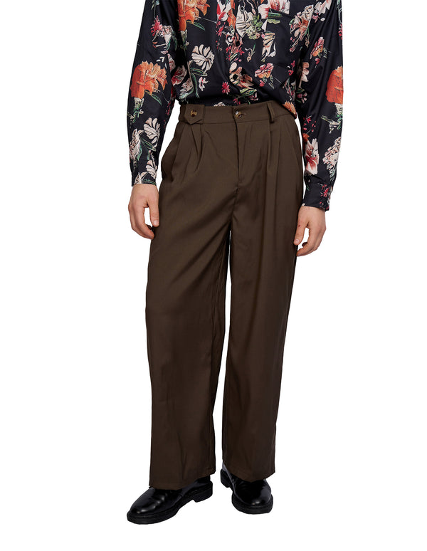 Bryden Pleated Loose Pants Brown
