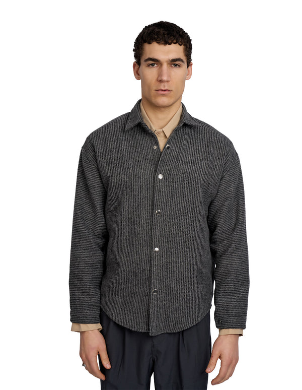 Frontline Stripped Thick Shirt Dark Grey