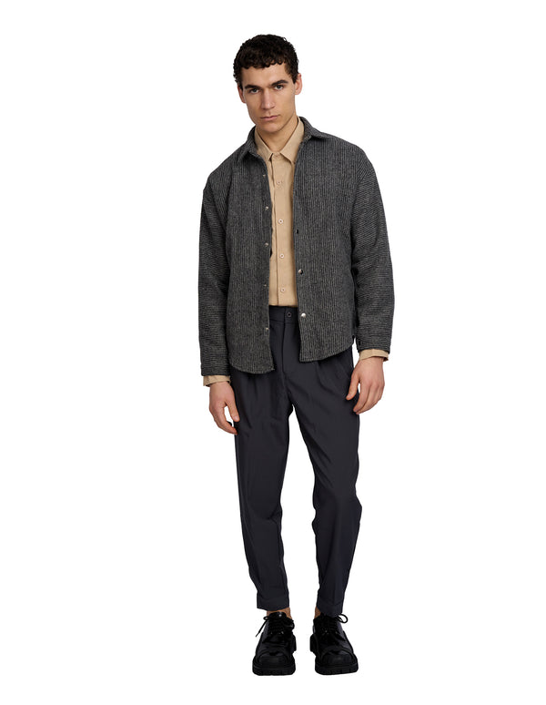 Frontline Stripped Thick Shirt Dark Grey