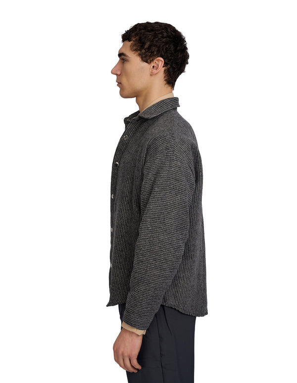 Frontline Stripped Thick Shirt Dark Grey