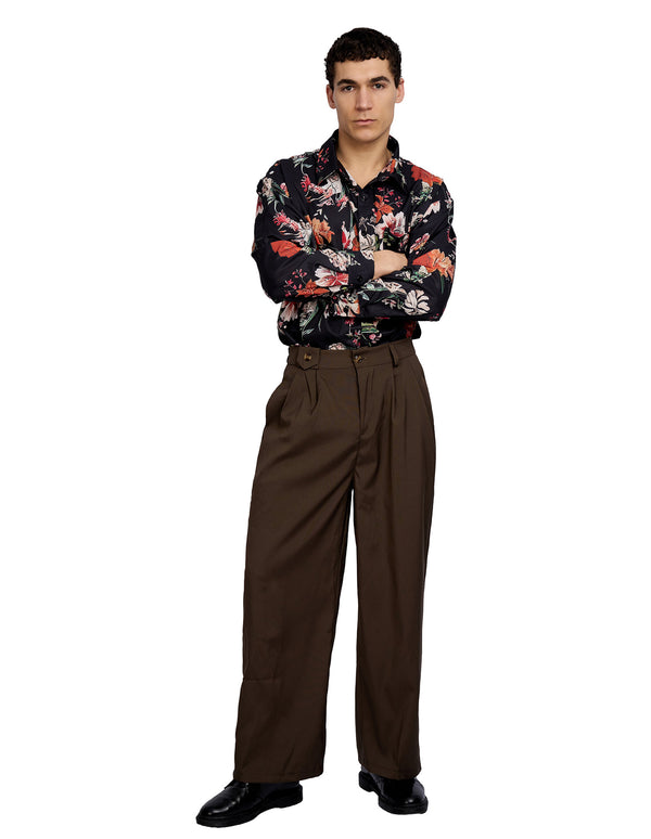 Bryden Pleated Loose Pants Brown