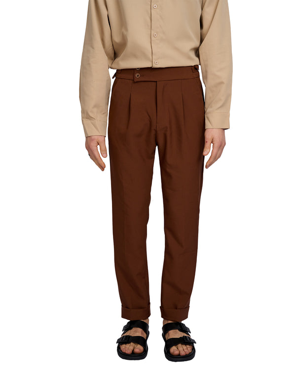 Vittori High Waist Cropped Pants Brown