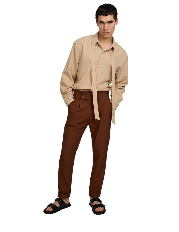 Vittori High Waist Cropped Pants Brown