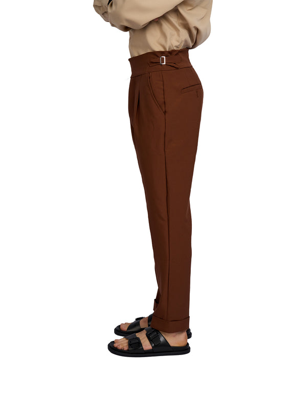 Vittori High Waist Cropped Pants Brown