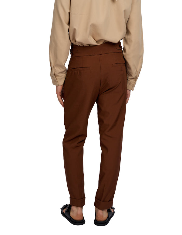Vittori High Waist Cropped Pants Brown