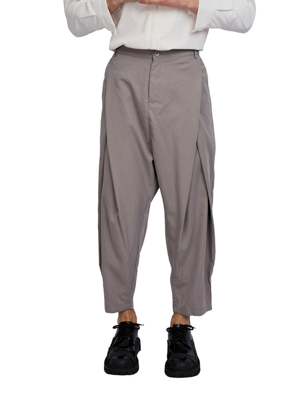 Tian Cross Pleated Pants Grey