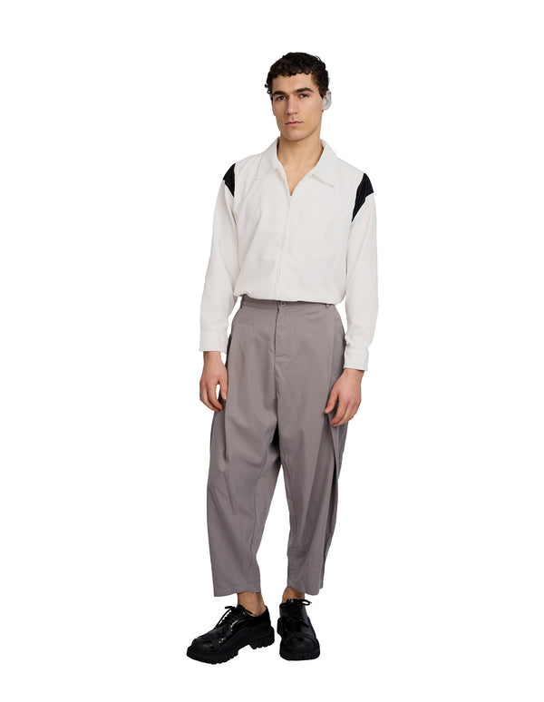 Tian Cross Pleated Pants Grey