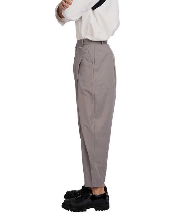 Tian Cross Pleated Pants Grey