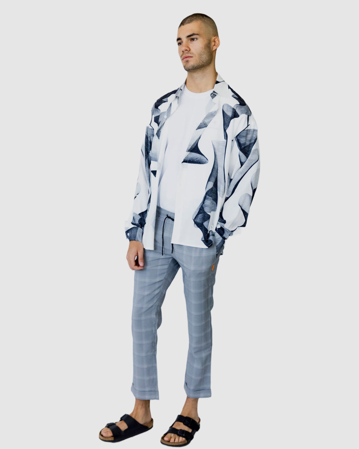 Lark Print Casual Shirt White