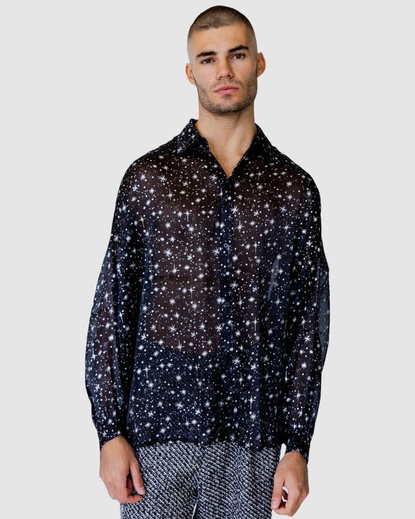 Starboy Star Sheer Shirt Black