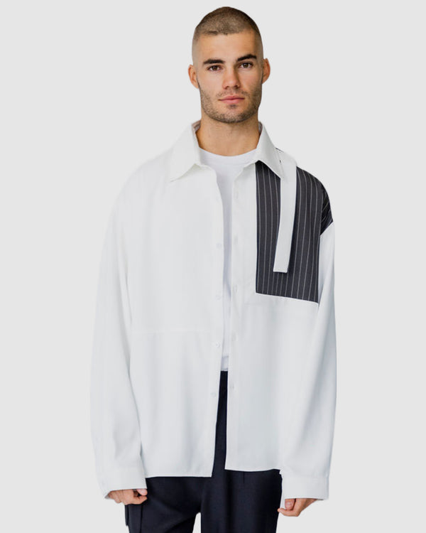Tatum Pinstripe Block Shirt White