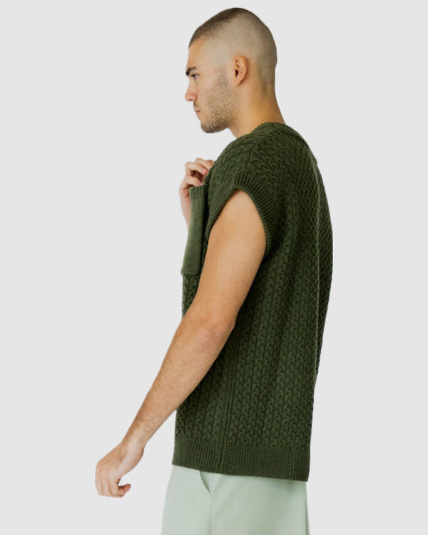 Mateo Pocket Knitted Vest Green